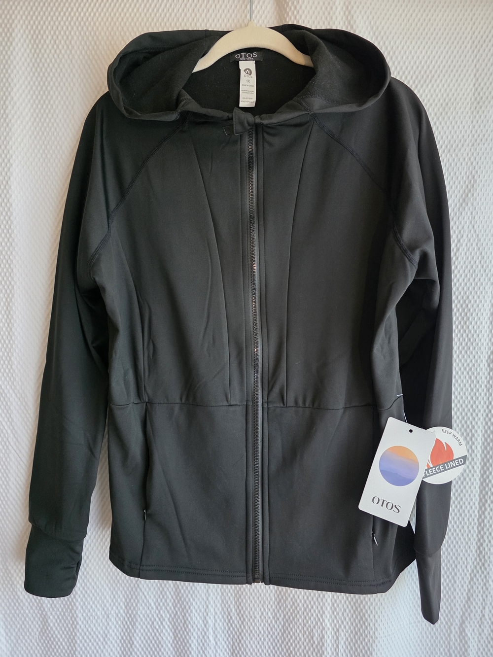 OTOS Black Fleece Lined Full-Zip Hoodie Size XL